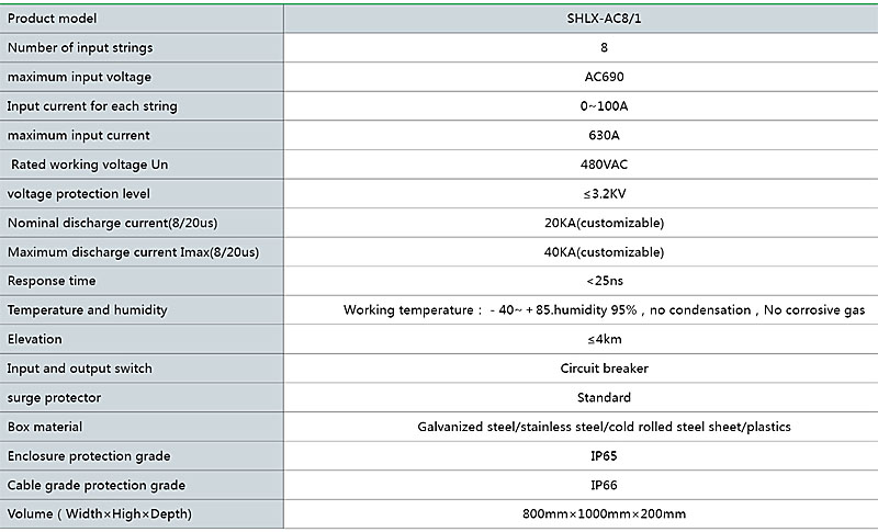 SHLX-AC8/1 AC caixa do combinador fotovoltaico